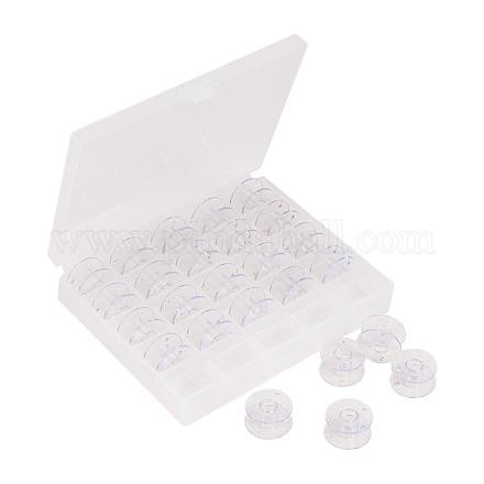 プラスチックスプール  プラスチック製の箱付き  透明  20x12mm  穴：6mm  25個/箱 TOOL-K002-01-1