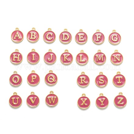 Lettre initiale a ~ z breloques en émail de l'alphabet ENAM-Q437-03-1