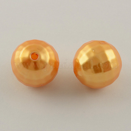 ABS Plastic Imitation Pearl Faceted Round Beads MACR-S251-A56-1