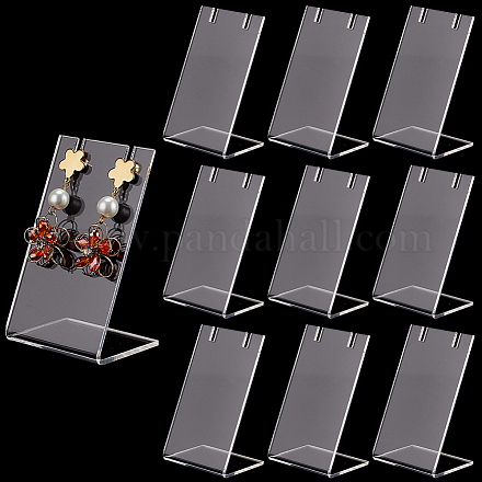 透明アクリル スラント バック イヤリング ディスプレイ スタンド  単一ペアのイヤリングを保管するためのジュエリーホルダー  長方形  透明  3.6x4.5x7.7cm EDIS-WH0029-15C-1