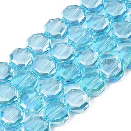 Electroplate transparentes abalorios de vidrio hebras EGLA-N002-27-C04-1