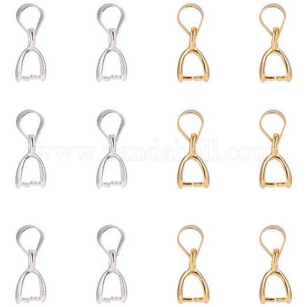 PandaHall Elite 150pcs 3 Colors Brass Pinch Bails Pinch Clip Bail Clasp Dangle Charm Bead Pendant Connector Findings for Pendants Necklace Jewelry DIY Craft Making IFIN-PH0023-99-1