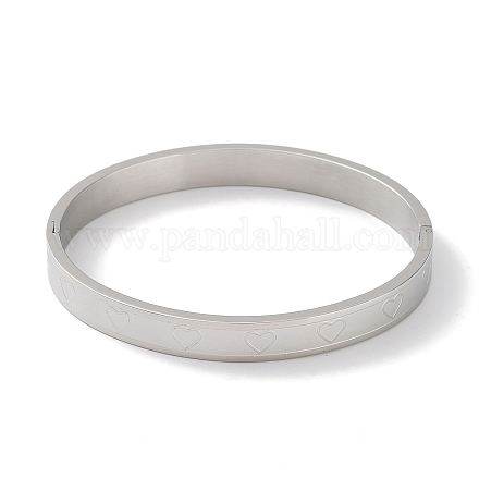 304 bracelet coeur rainuré en acier inoxydable BJEW-F464-15P-1