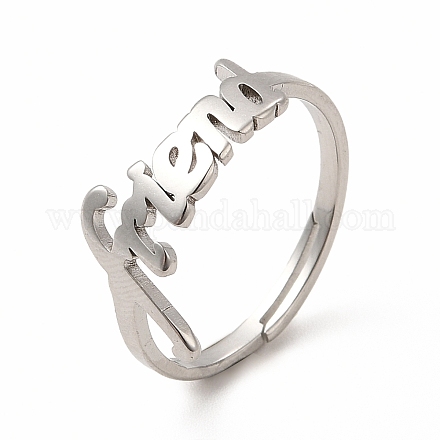 304 verstellbarer Wortfreund-Ring aus Edelstahl für Damen RJEW-B027-07P-1