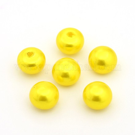 Half Drilled ABS Plastic Imitation Pearl Rondelle Beads OACR-F001C-16-1