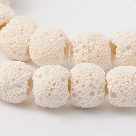 Chapelets de perles rondes en lave naturelle X-G541-1-1
