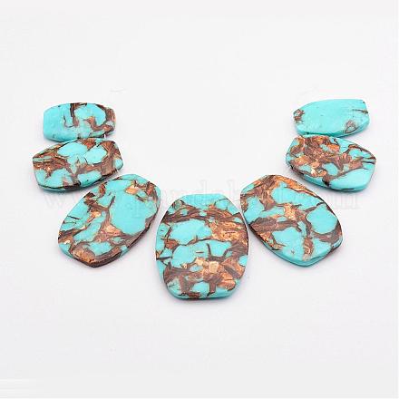 Assembled Bronzite and Synthetic Turquoise Graduated Beads Strands G-P297-T01-1