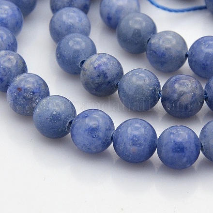 Naturali blu avventurina perle tonde fili G-N0120-08-8mm-1