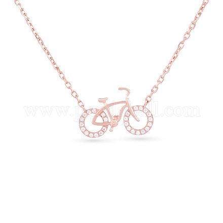 Colliers pendentif vélo en argent sterling avec zircone cubique tinysand 925 TS-N008-RG-18-1