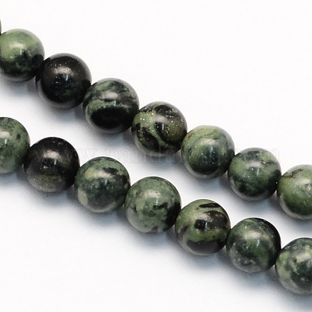 Ronds naturels verts perles de jaspe brins G-S189-01-6mm-1