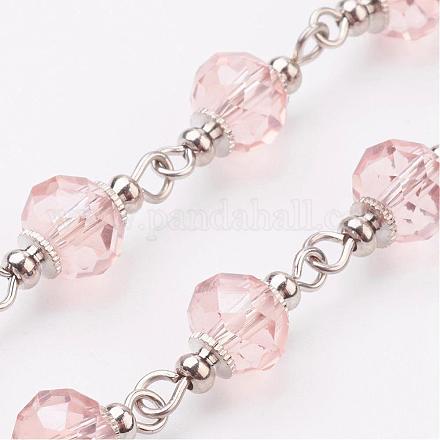Faceted Glass Handmade Beaded Chains AJEW-JB00299-05-1