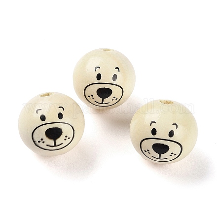 Spray Painted Natural Wood European Beads WOOD-D024-01E-1