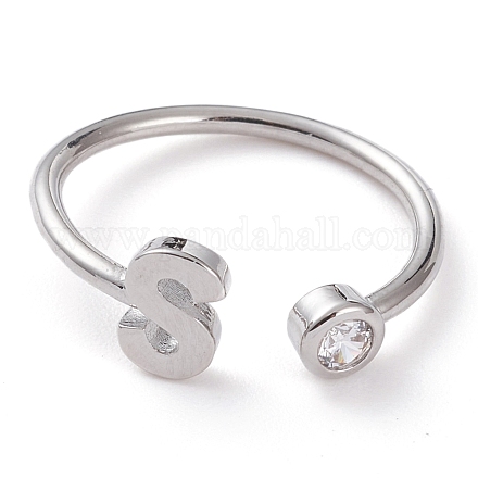 Латунные кольца из манжеты с прозрачным цирконием RJEW-Z005-S-P-1
