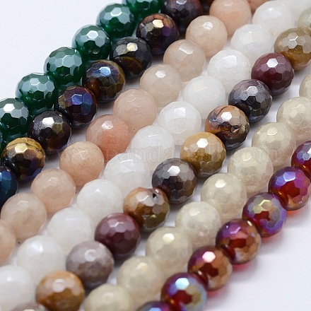 Electroplated Natural Gemstone Beads Strands G-G749-M-10mm-1
