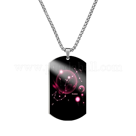 Stainless Steel Constellation Tag Pendant Necklace with Box Chains ZODI-PW0006-01J-1