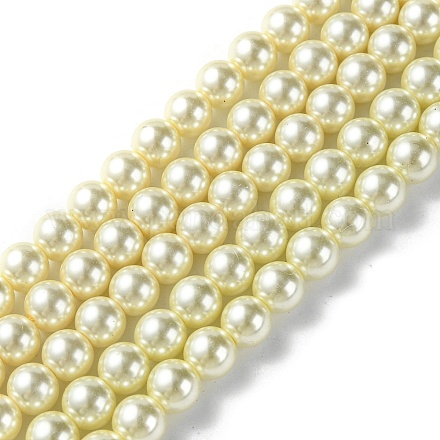 Eco-Friendly Glass Pearl Beads Strands HY-A008-8mm-RB003-1