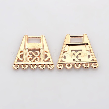 Filigree Trapezoid Plating Zinc Alloy Chandelier Components PALLOY-N0099-04RG-1