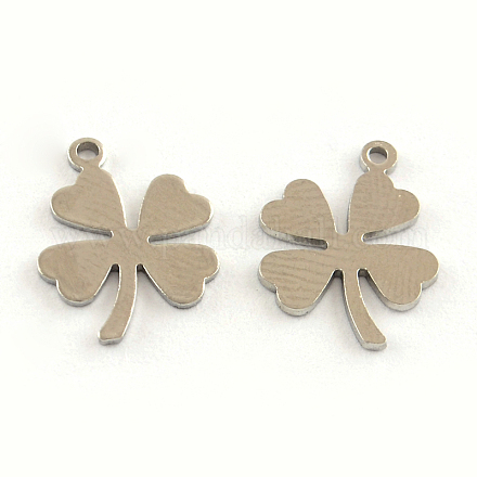 304 Stainless Steel Clover Charms STAS-S038-1