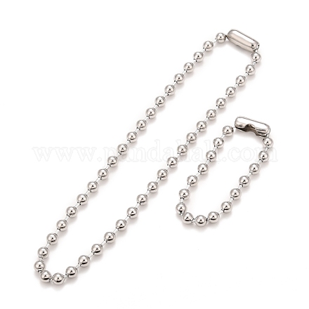 304 ensemble collier et bracelet chaîne boule en acier inoxydable STAS-D181-02P-01B-1