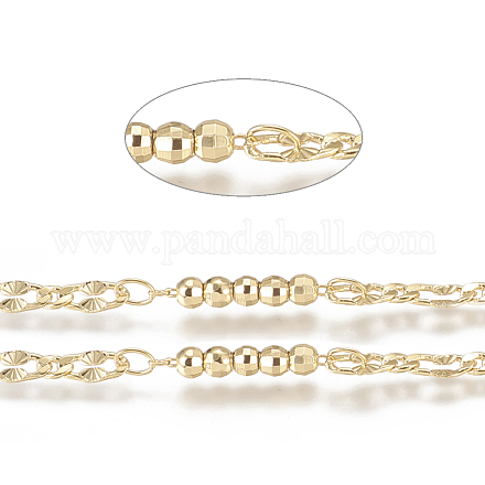 3.28 Feet Brass Handmade Beaded Chains X-CHC-I031-17G-1