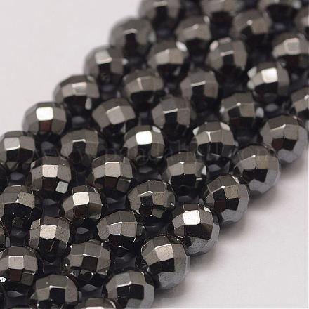 Chapelets de perles en hématite synthétique de grade AA G-P258-10-6mm-1