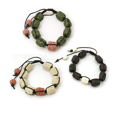Lava Rock Beads Bracelets BJEW-D257-M-1