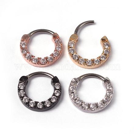 Ring Shaped Titanium Steel Cubic Zirconia Nose Studs Nose Piercing Jewelry AJEW-H007-12-1
