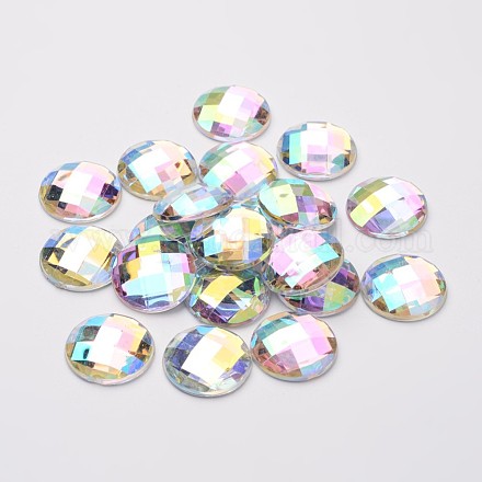 Imitación Taiwan acrílico Diamante de imitación espalda plana cabochons GACR-D002-18mm-17-1