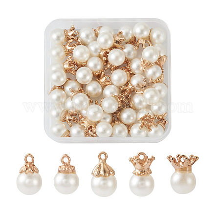 Craftdady 50pcs 5 estilos colgantes de perlas de imitación de resina FIND-CD0001-32-1