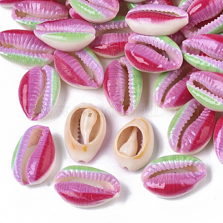 Perles de coquillage cauri naturelles imprimées X-SSHEL-R047-01-A09-1