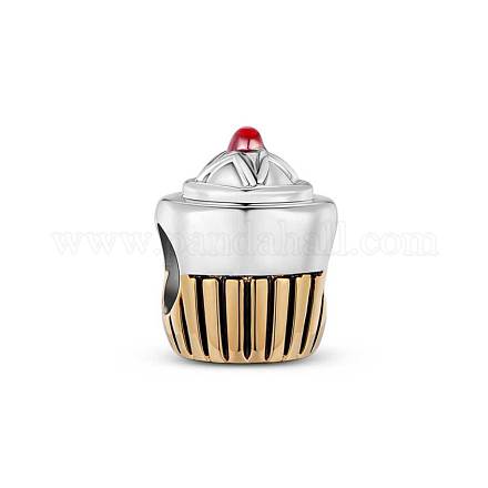 Tinysand placcato rodio 925 ciondolo cupcake con perline europee in argento sterling per compleanni TS-C-002-1
