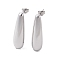 Brass Stud Earrings, Teardrop, Platinum, 31.5x9mm