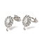 Rack Plating Brass Oval Stud Earrings Findings, with Clear Cubic Zirconia, Long-Lasting, Lead Free & Cadmium Free, Platinum, 14.5x9.5mm, Hole: 1.6mm, Pin: 0.7mm