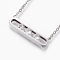 304 Stainless Steel Pendant Necklaces, with Cubic Zirconia and Lobster Claw Clasps, Cable Chains, Rectangle, Stainless Steel Color, 17.3 inch(44cm)