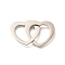 304 Stainless Steel Linking Rings, Heart, Stainless Steel Color, 39mm, Hole: 14x17mm