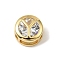 Brass Micro Pave Cubic Zirconia European Beads, Flat Round with Letter, Real 18K Gold Plated, Letter Y, 10x6.5mm, Hole: 5x3mm