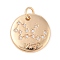 Brass with Clear Cubic Zirconia Pendants, with Jump Rings, Flat Round, Virgo, 15.5x2mm, Hole: 3.5mm