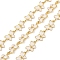 Brass Butterfly Link Chains, with Enamel, Soldered, with Spool, Golden, Floral White, 11.5x6x1mm, about 32.81 Feet(10m)/Roll