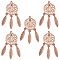 5Pcs Brass Pendants, Woven Net/Web with Feather, Rose Gold, 26x12x1.34mm, Hole: 3.4mm