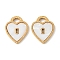 304 Stainless Steel Pave Natural white Shell Heart Lock Connector Charms, Ion Plating(IP), Real 18K Gold Plated, 17x14x2mm, Hole: 2.5x4mm