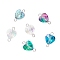 Transparent Glass Heart Links Connector Charms, with 304 Stainless Steel Double Loops, Stainless Steel Color, Mixed Color, 15.5x10x6mm, Hole: 2mm and 1.6mm