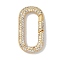 Rack Plating Brass Micro Pave Cubic Zirconia Twister Clasps, Cadmium Free & Lead Free, Long-Lasting Plated, Real 18K Gold Plated, Oval, Clear, 26x14x3mm