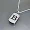 Rectangle with Laser Cut Letter 201 Stainless Steel Initial Pendant Necklaces, Stainless Steel Color, Letter B, 23.62 inch(60cm)