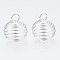 Iron Wire Pendants, Spiral Bead Cage Pendants, Round, Silver, 28~30x24~25mm, Hole: 6mm