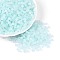 Frosted Glass Seed Beads, Round Hole, Bicone, with Gold Powder, Pale Turquoise, 4.5x3.5~4mm, Hole: 1.1mm, about 6428pcs/pound