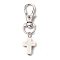 Synthetic Turquoise Cross Pendant Decorations, with Alloy Swivel Lobster Claw Clasps, White, 50mm