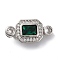 Brass Micro Pave Cubic Zirconia Box Clasps, with Glass, Rectangle, Platinum, 22x10.5x8mm