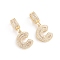 Brass Micro Pave Cubic Zirconia Pendants, Long-Lasting Plated, Letter, Clear, Letter.C, 32.5mm, Hole: 6.5x9mm, Letter.C: 19x15x3.5mm