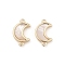 Natural White Shell Connector Charms, Brass Moon Links, Real 18K Gold Plated, 11x7x2mm, Hole: 0.8mm