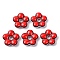 Handmade Glass Enamel Beads, Flower, Dyed & Heated, Red, 24x24.5x7~8mm, Hole: 5.8mm